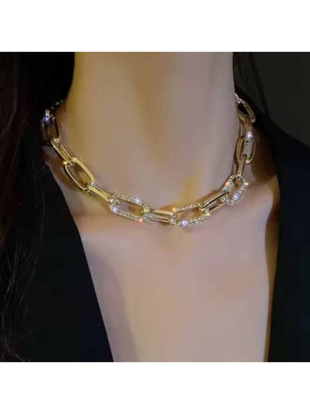 Metal Gold Plated Thick Chain Necklace Women's Internet Red Light Luxury